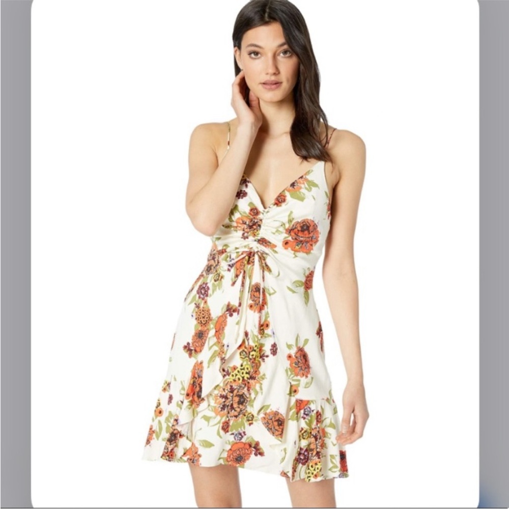 Free People Floral Mini Dress - White and Orange